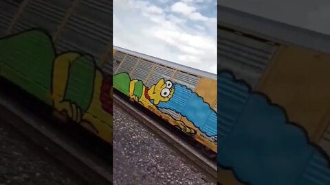 CRAZY SIMPSONS TRAIN GRAFFITI 😆 #shorts #traingraffiti #graffiti #simpsons