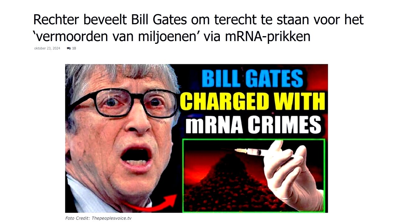 Rechter beveelt Bill Gates om terecht te staan voor het 'vermoorden van miljoenen' via mRNA-prikken.