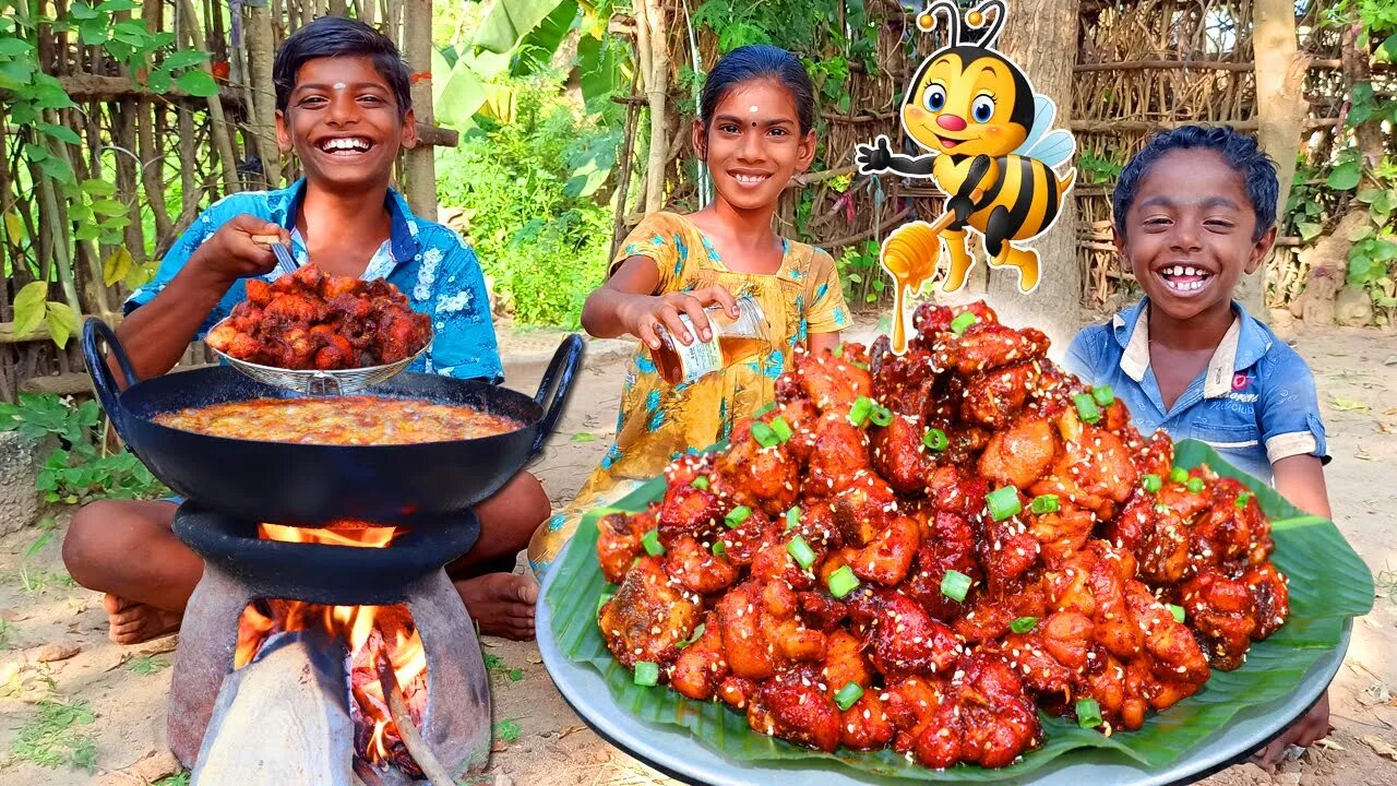 HONEY CHICKEN RECIPE | Tasty Honey Chicken Cooking And Eating | Fried Chicken Honey Recipe