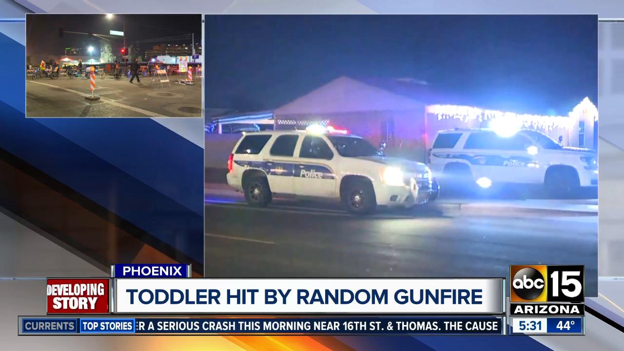 Toddler hit by random gunfire in Phoenix