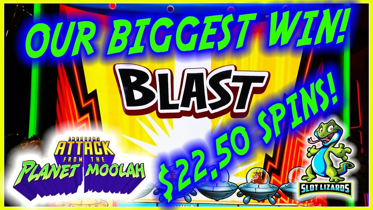 OUR BIGGEST WIN!!! UNBELIEVABLE! Invaders Attack From The Planet Moolah Slot $22.50 SPINS!