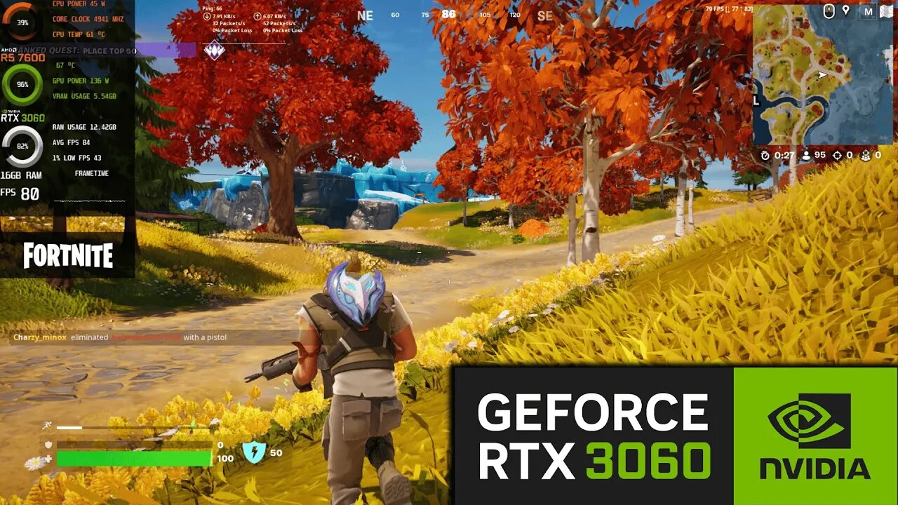 Fortnite | RTX 3060 + R5 7600 | 1080 Epic, High & Low Settings