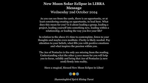 New Moon Eclipse in Libra Update - 2nd October 2024