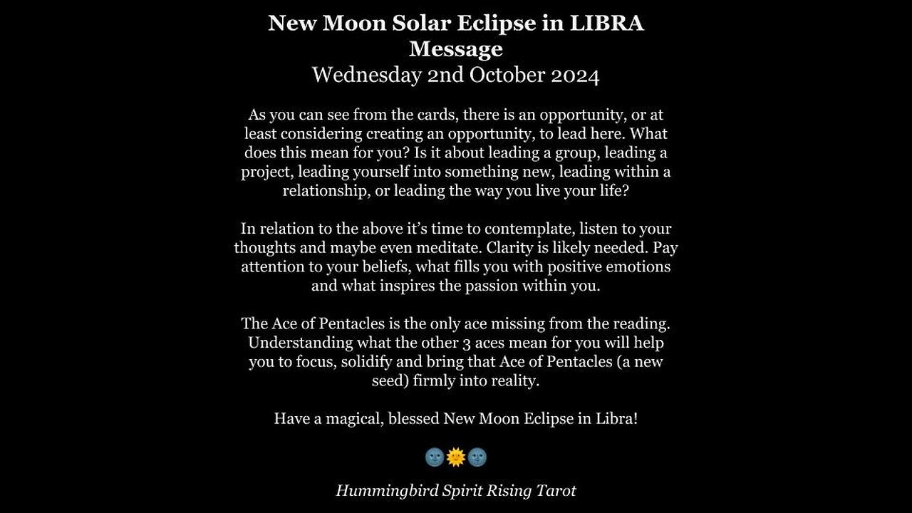 New Moon Eclipse in Libra Update - 2nd October 2024