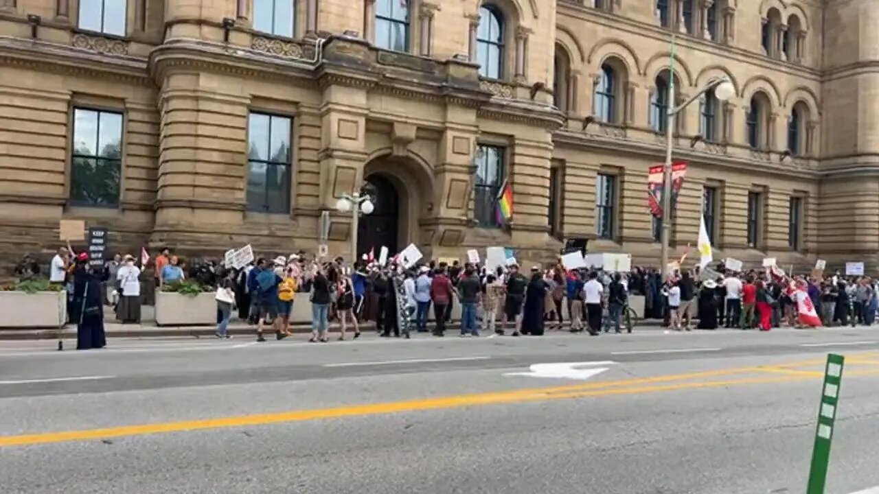 Leave the children alone, Arabs march on Parliament hill in protest of government pride agenda.