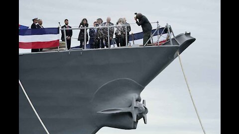 Destroyer named for Sen. Carl Levin christened in Maine