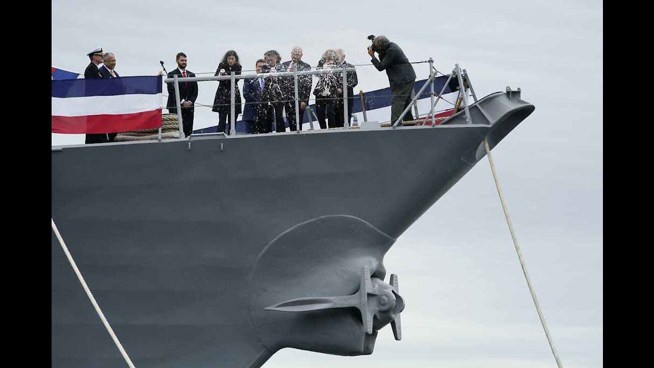 Destroyer named for Sen. Carl Levin christened in Maine