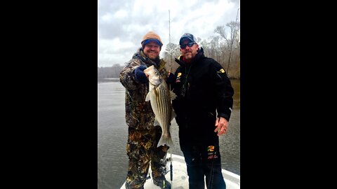 Carolina ALL OUT S1/Ep1 Striper Fishing on the Roanoke River in the Snow