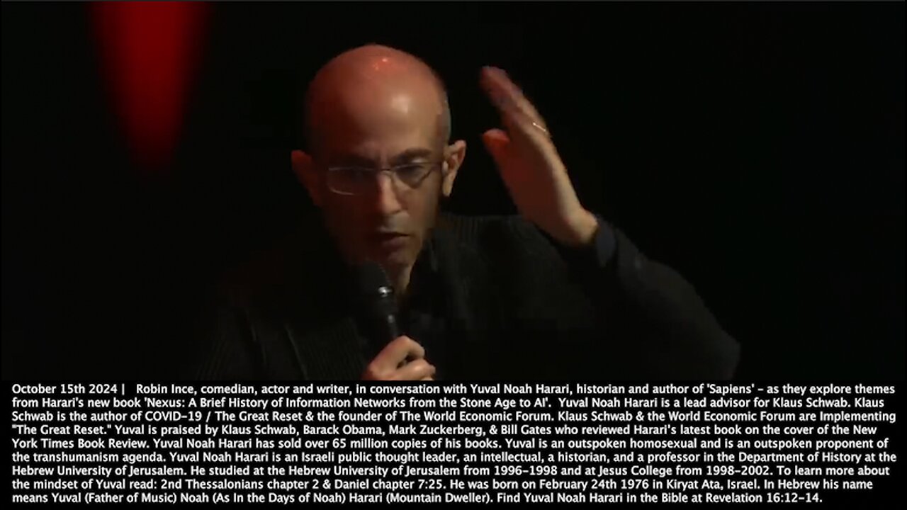 Yuval Noah Harari | "What Happens Once You Have Emotional Attachments & Relationships With AIs? There Will Be a Big Pressure to Start Recognizing Them As Conscious Entities. Do We Recognize AIs Are Persons?" - 10/15/24