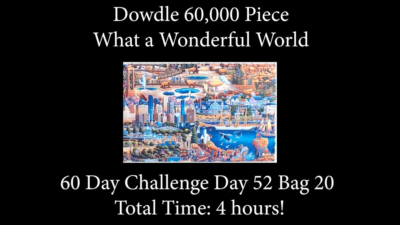 60,000 Piece Challenge What a Wonderful World Jigsaw Puzzle Time Lapse - Day 52 Bag 20!