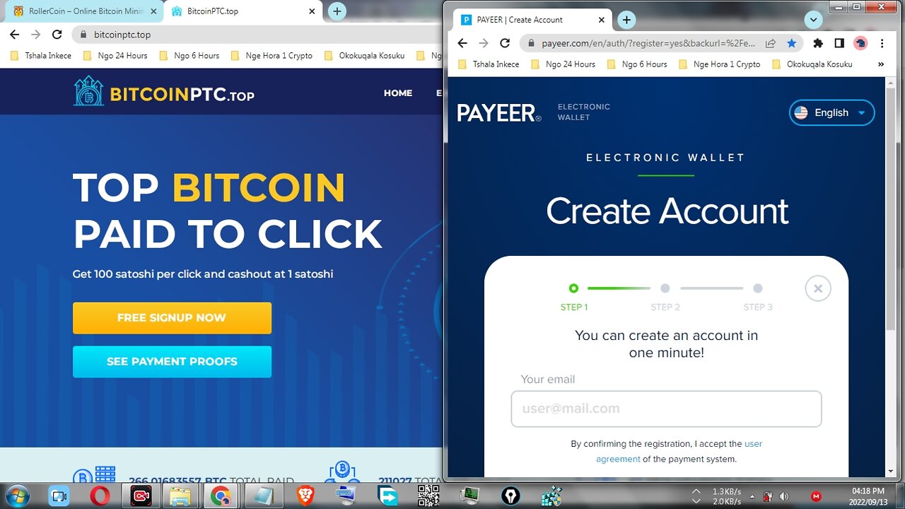 Make Free Bitcoin Money Viewing Paid To Click Adverts At BitcoinPTC And Instant Withdraw At Payeer