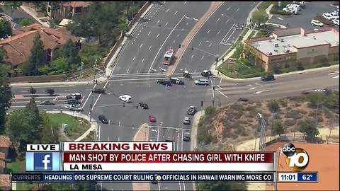 Man shot by officers after chasing girl with knife