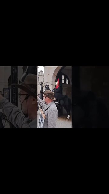 Man preaching horse freaks out #horseguardsparade