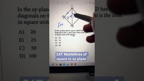 Find area of square in xy-plane #youtubeshorts #mathtrick #satmath #youtube