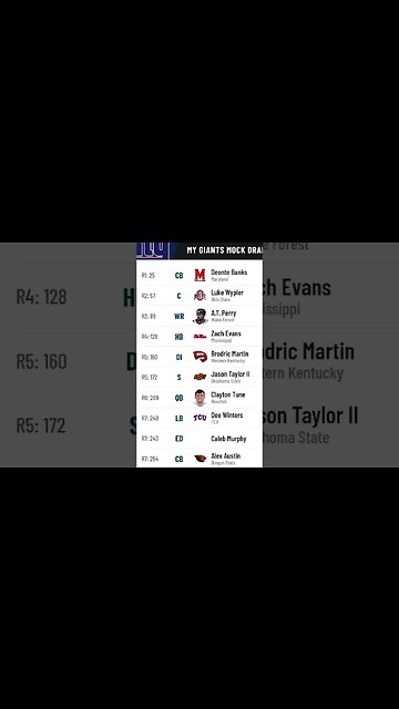 New York Giants 2023 NFL Mock Draft