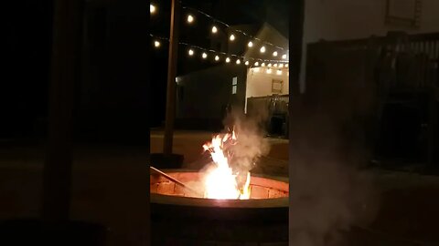 DIY Patio String Lights! 💡🔥💡 #DIY #patio #stringlights #firepit #shorts