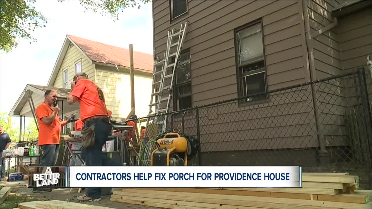 Contractors put competition aside to build new porch for local non-profit