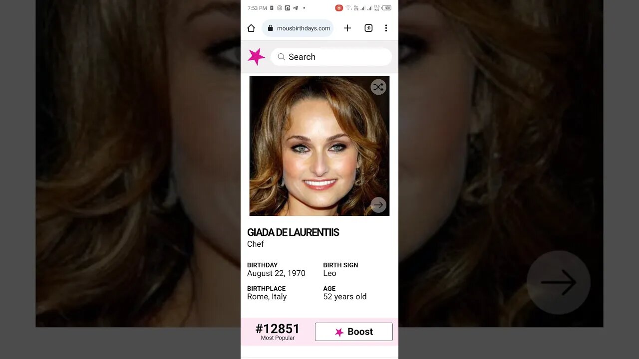 HAPPY 52 BIRTHDAY CHEF GIADA DE LAURENTIIS