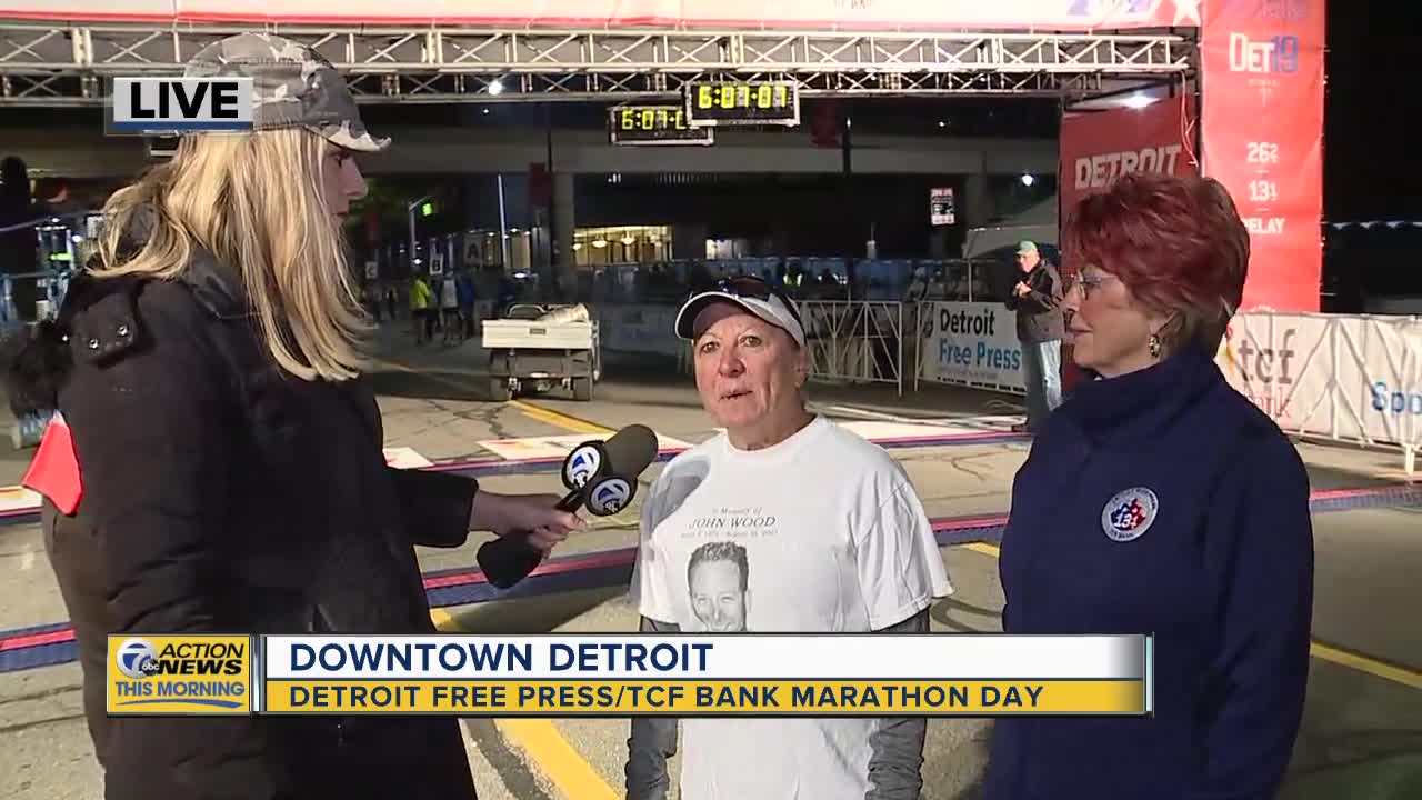 Warming up for the Detroit Free Press/TCF Bank Marathon