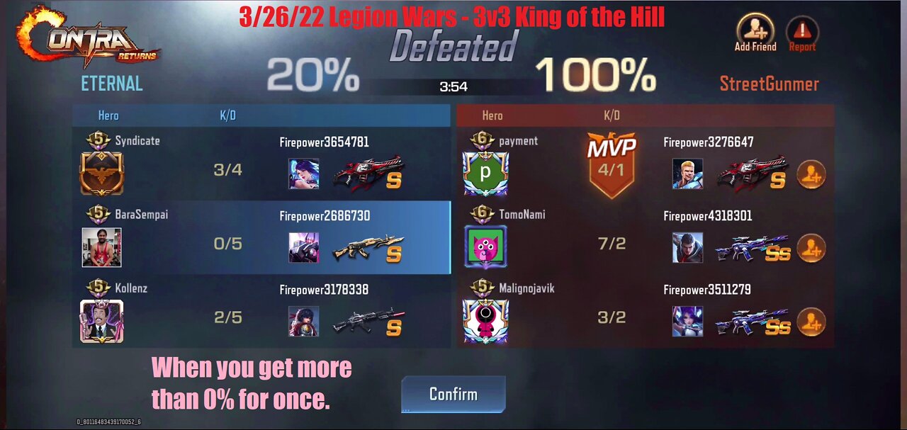 Contra Returns: 3/20/22-3/26/22 Legion Wars - 3v3 King of the Hill