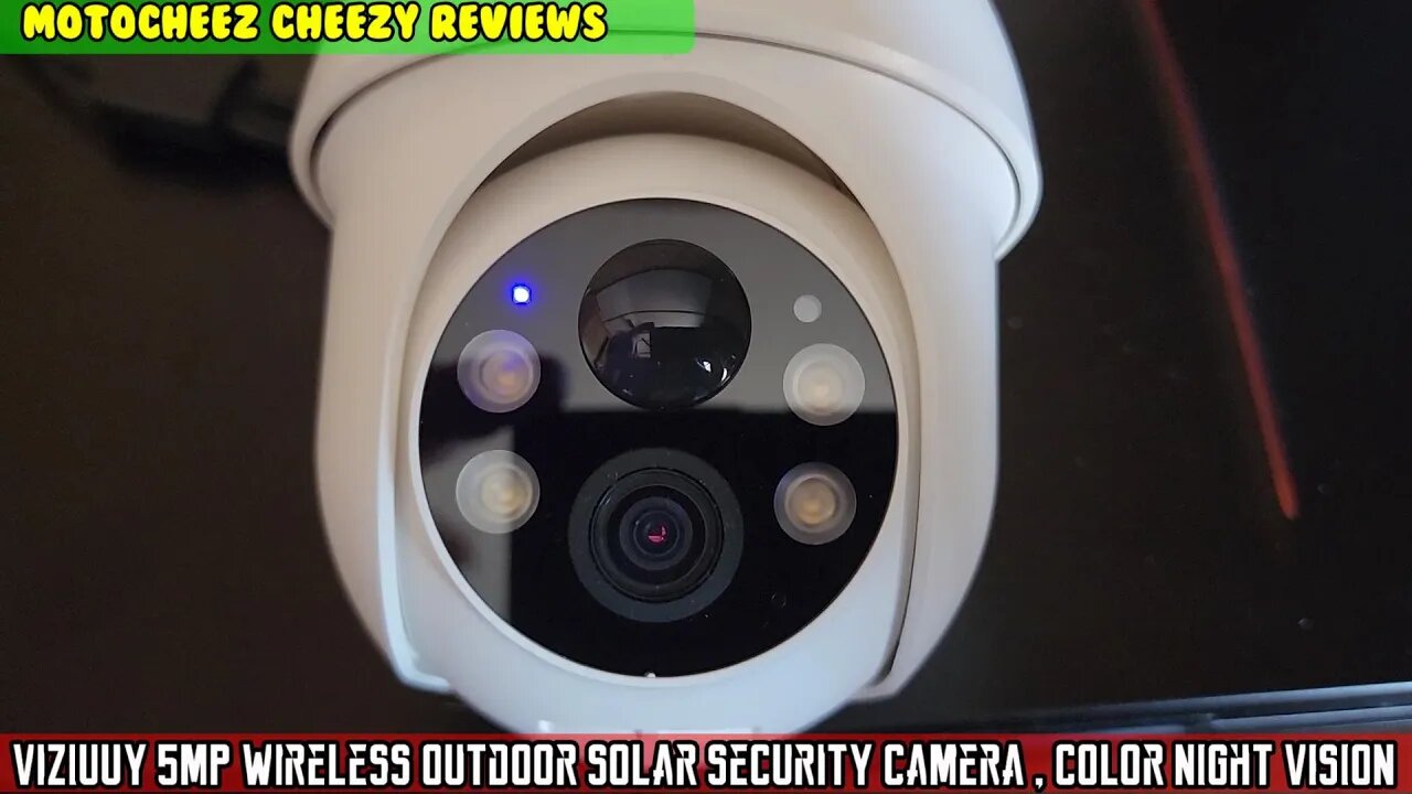 VIZIUUY 5MP Wireless Outdoor Solar Security Camera, 360 Degree, Color night vision 2.4Ghz.