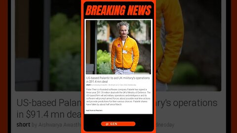 Breaking News | US Tech Giant Palantir Signs $91.4 Million Military Deal with the UK | #shorts #news