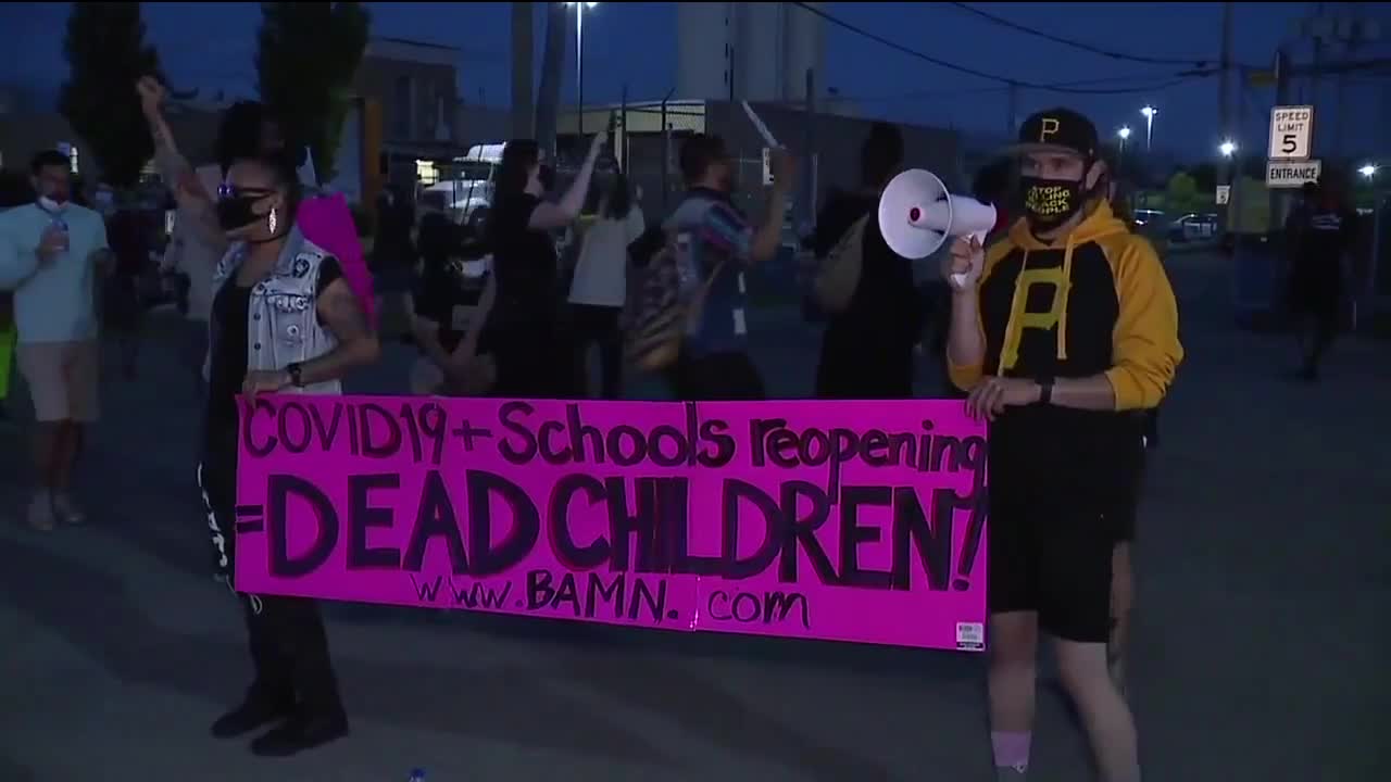 Protests on first day of in-person summer school