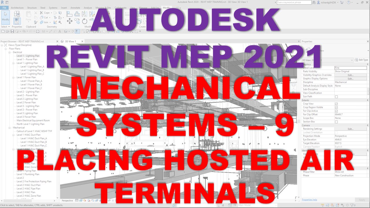 Autodesk Revit MEP 2021 - MECHANICAL SYSTEMS - PLACING HOSTED AIR TERMINAL