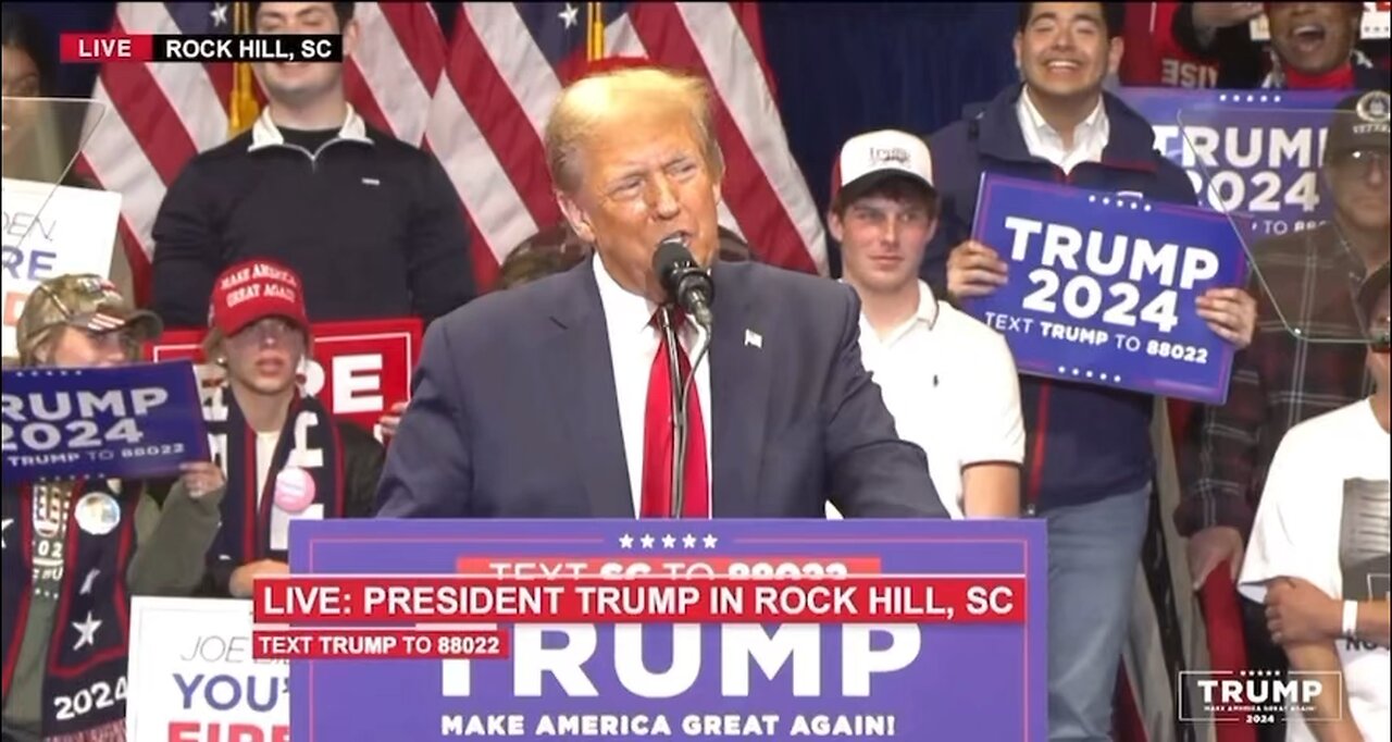 WHERE GONNA TELL CROOKED JOE BIDEN YOU’RE FIRED! TRUMP RALLY IN ROCK HILL, SC TODAY 2/23/24