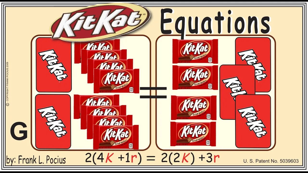 VISUAL KITKAT 2(4K+1r)=2(2K)+3r EQUATION _ SOLVING BASIC EQUATIONS _ SOLVING BASIC WORD PROBLEMS