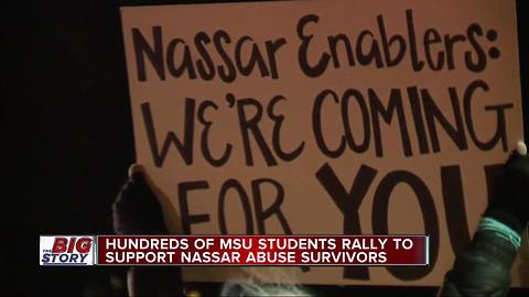 Michigan State University students hold march for Nassar survivors