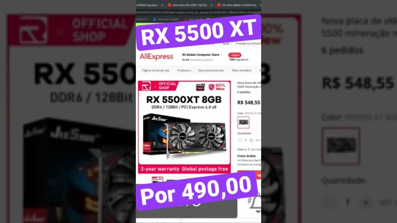 🔥🔥🔥RX 5500XT 8GB POR R$ 490,00 - Link Na descrição