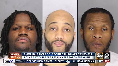 Baltimore Co Police ID, charge 3 burglary suspects