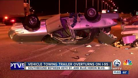 Car towing adult DVDs crashed on I-95 in West Palm Beach