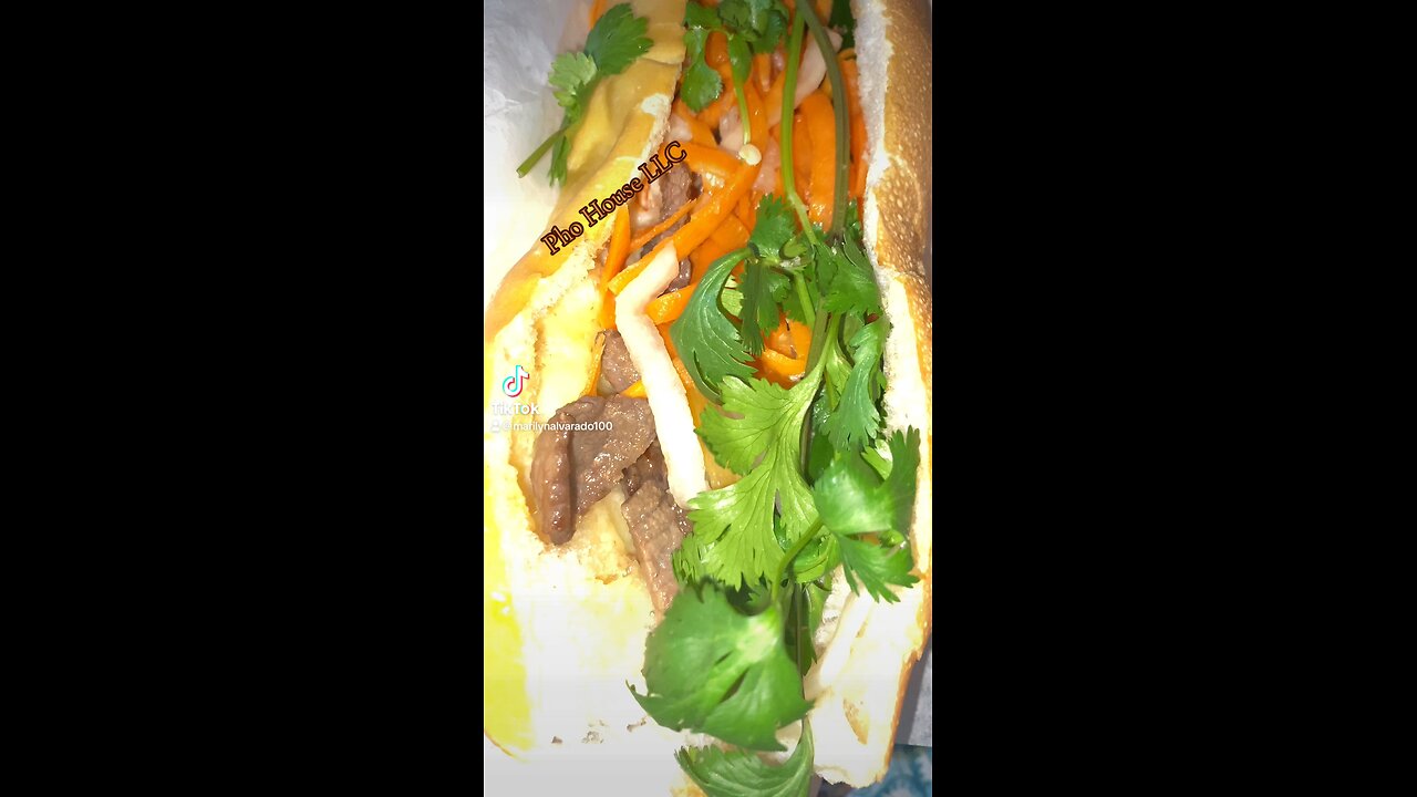 Teriyaki steak bánh mì and shrimp spring rolls. 😋