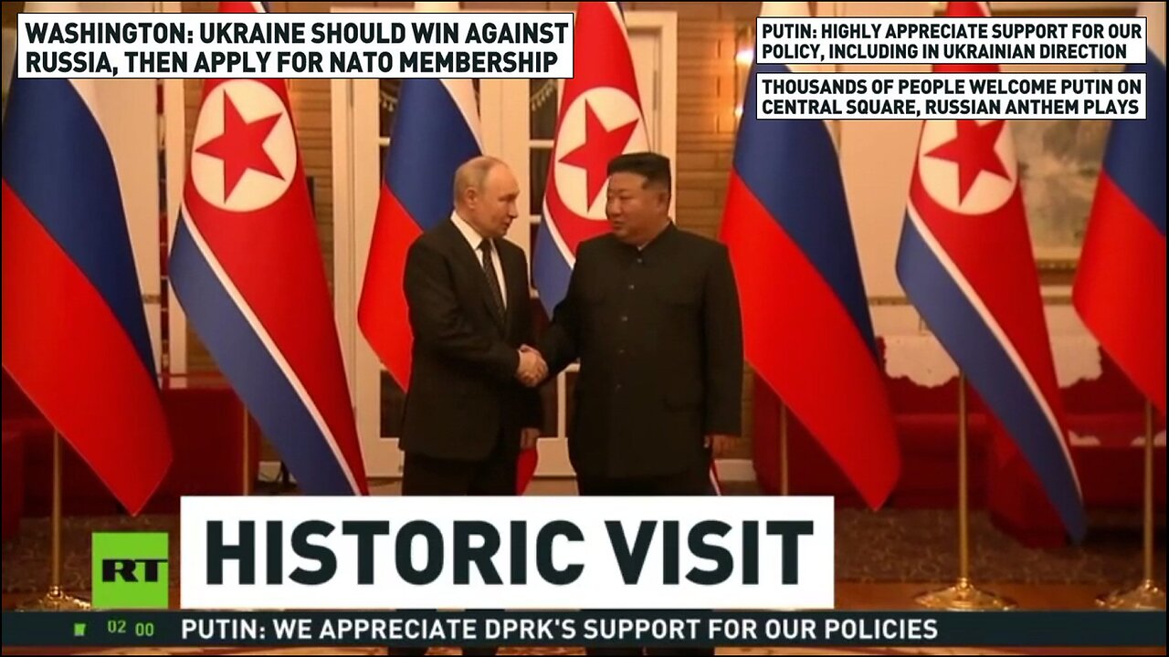 RT News - June 19 2024 Pres. Putin has arrived in North Korea, signing important documents