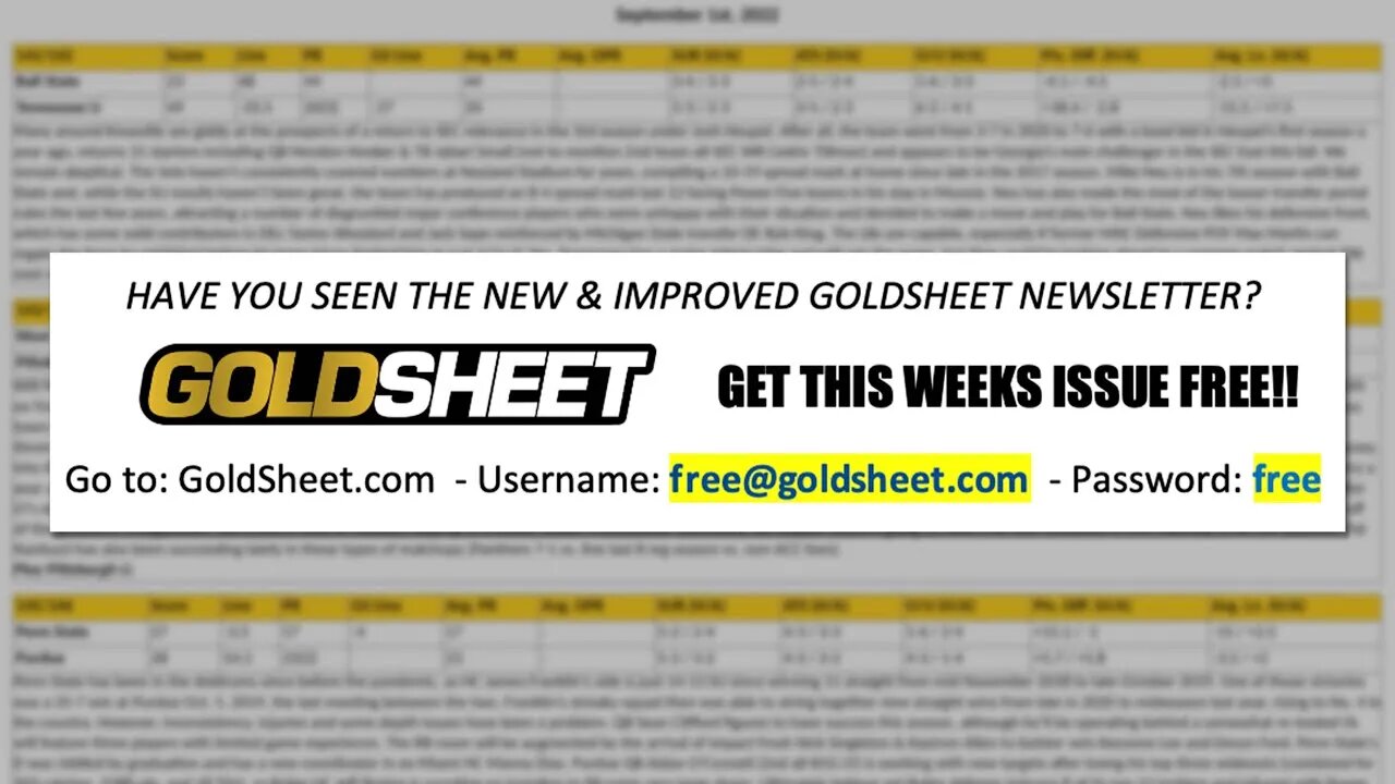 Free College Football Picks and Predictions from GoldSheet | WagerTalk Promotion