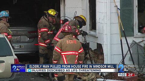 Elderly man pulled from house fire in Windsor Mill