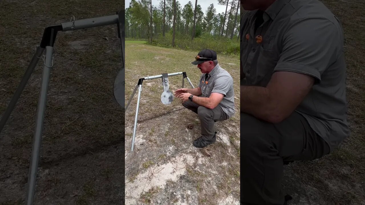 Denny checks out the ShootSteel.com rifle swinger target