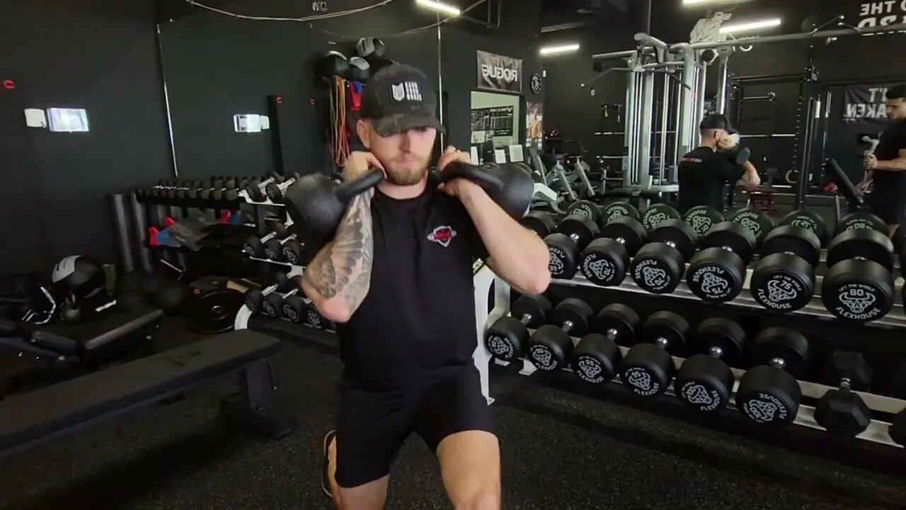 Kettlebell Front Racked Split Squats (Stationary Lunges)