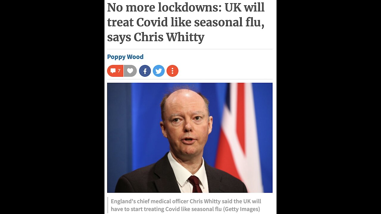 No more lockdowns/ UK will treat Covid like seasonal flu, says Chris Whitty - CityAM