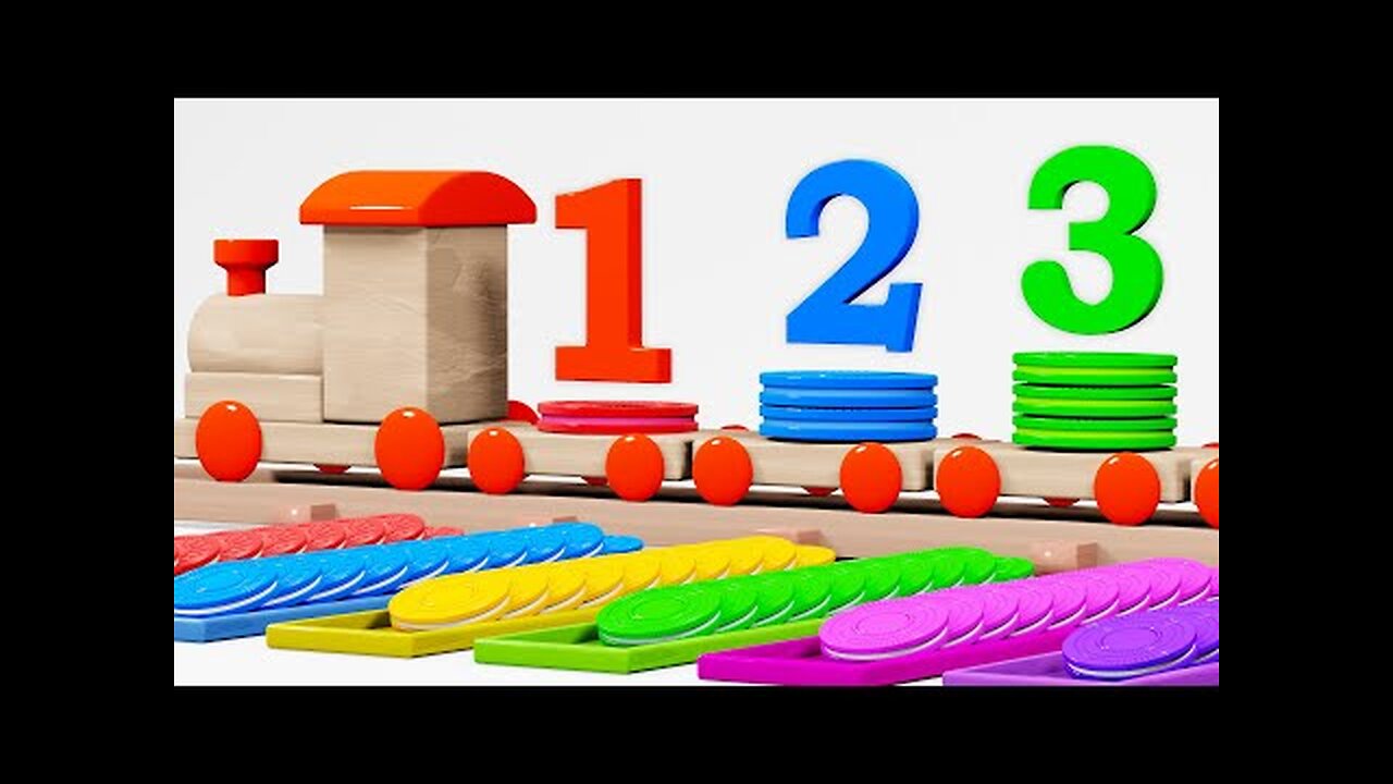 Learn Colors & Numbers with Wooden Train and Colorful Cookies | Montessori Toy