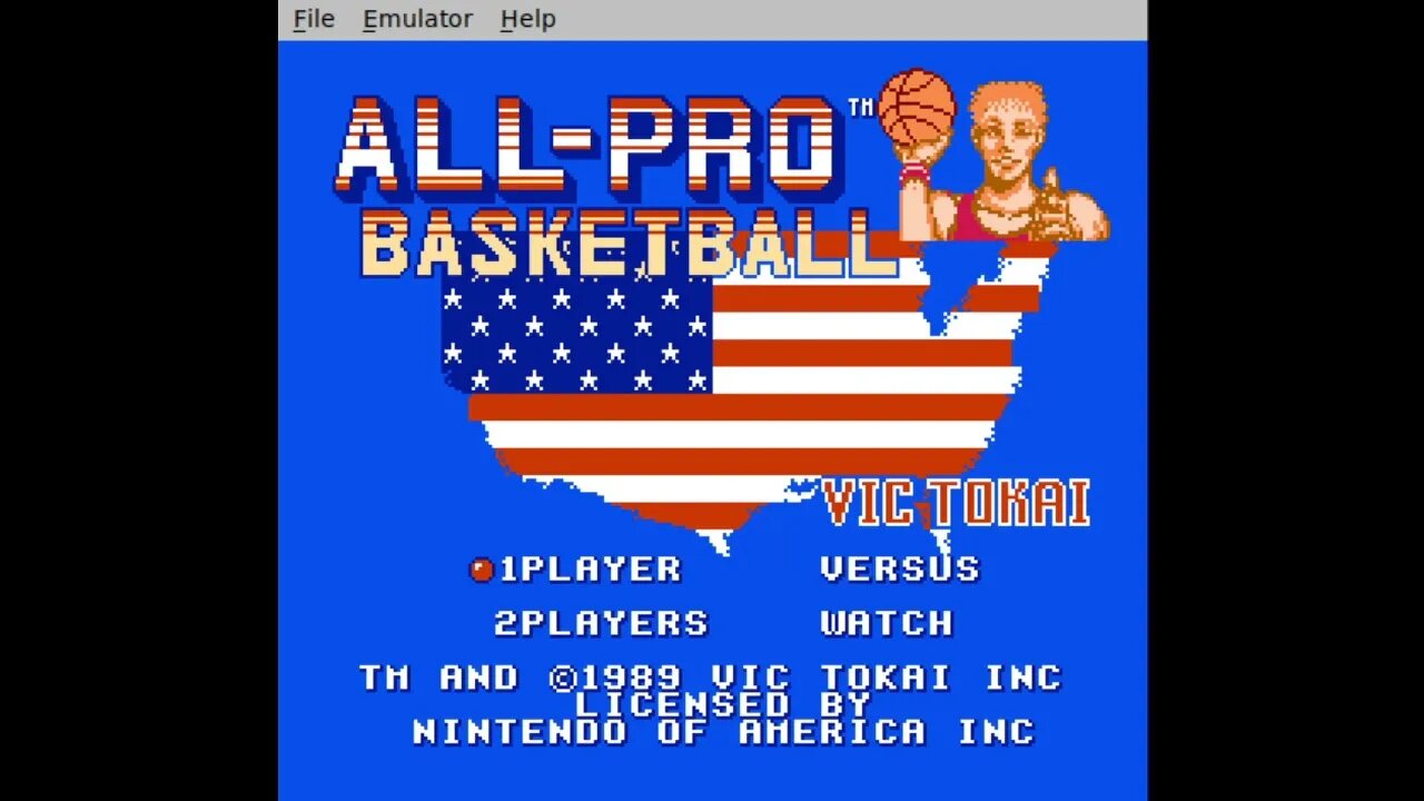 Game title screen: American pro basketball