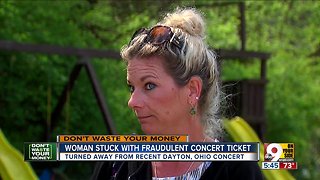 Woman stuck with fraudulent concert ticket