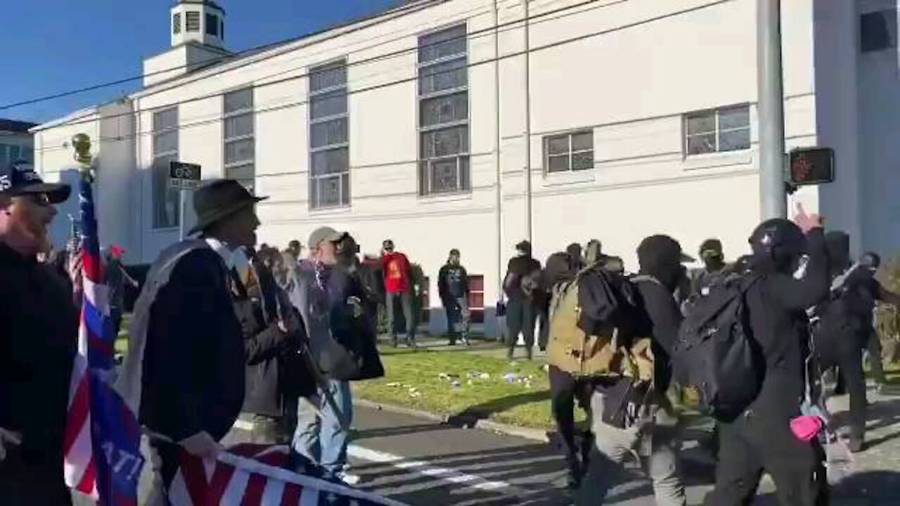 Antifa Ran off by Patriots WA State Capital