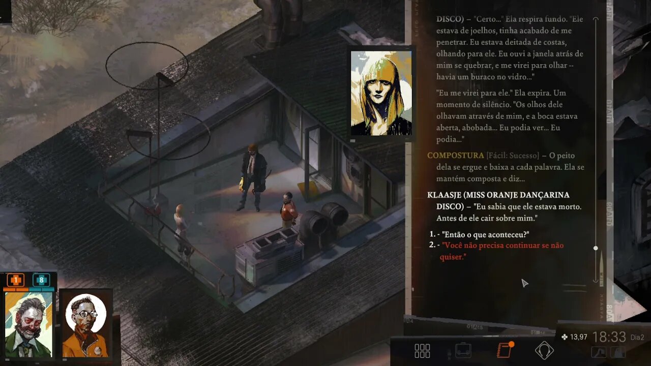 Disco Elysium Gameplay - A procura do Franco Atirador E sendo trolado pelo fumante. #12 PT-BR.