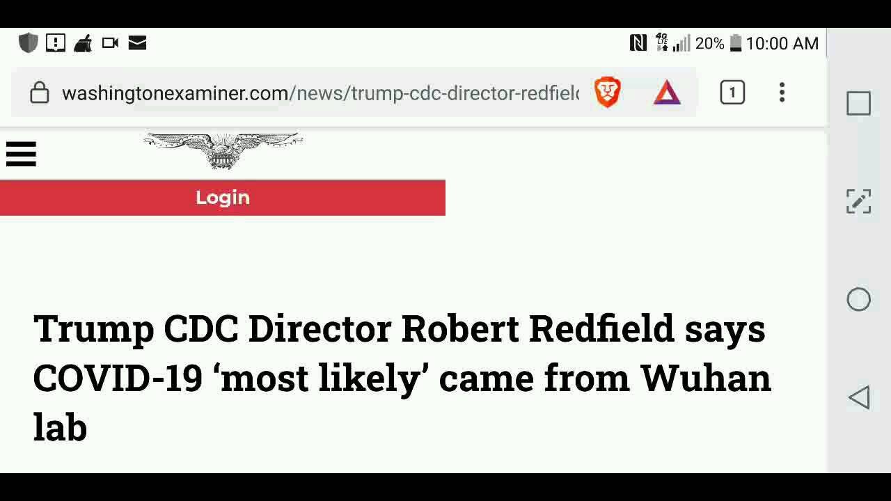 Trump CDC Director Believes Covid 19 Started in Wuhan Lab...