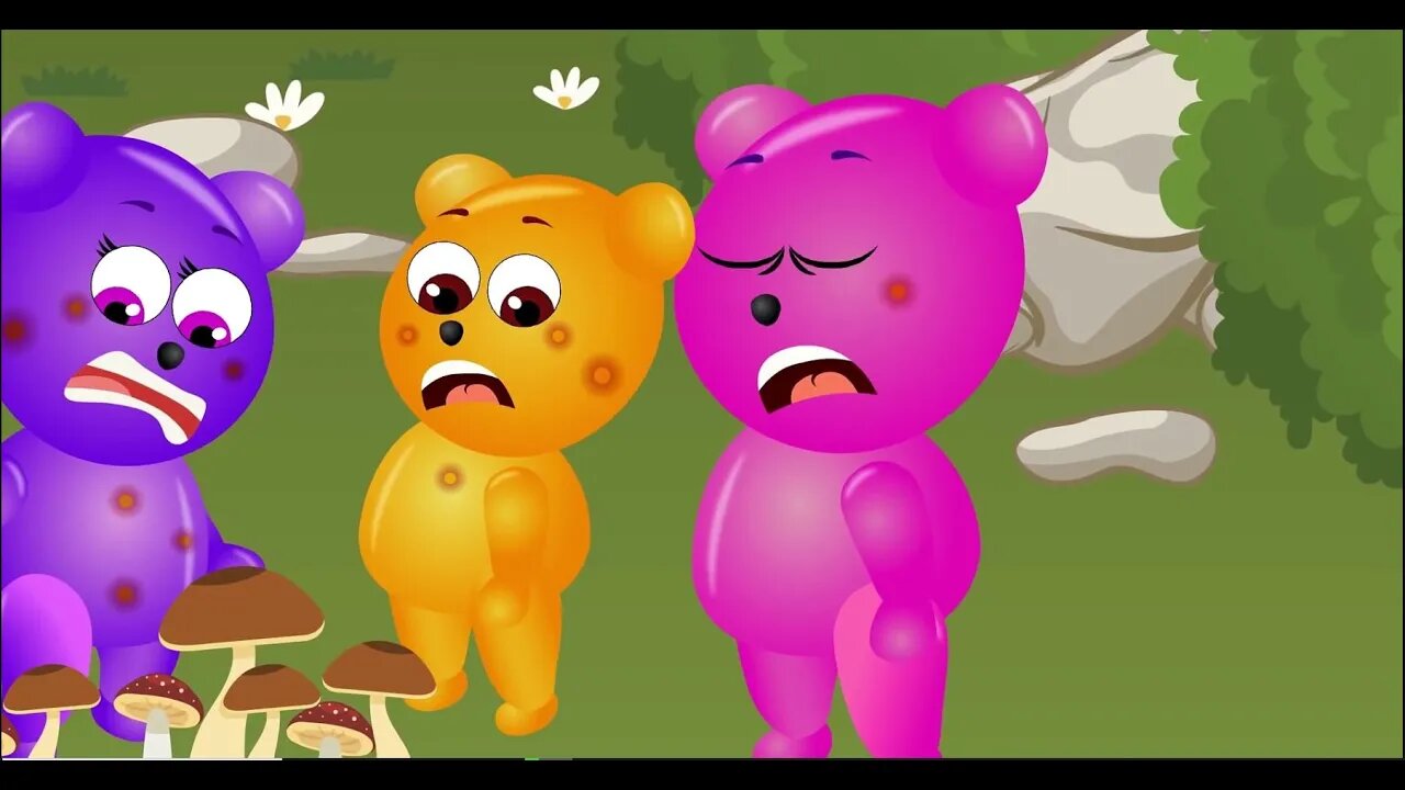 Mega Gummy Bear ate Toxic Mushroom he was Allergy! Finger Family Song Nursery Rhymes for Kids