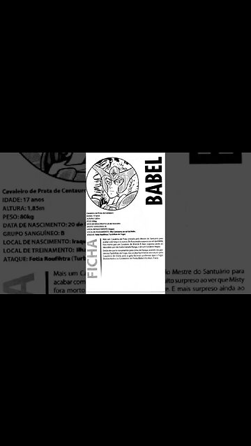 Os Cavaleiros Do Zodíaco - Babel Ficha [Pause o Vídeo Caso Não Consiga Ler]