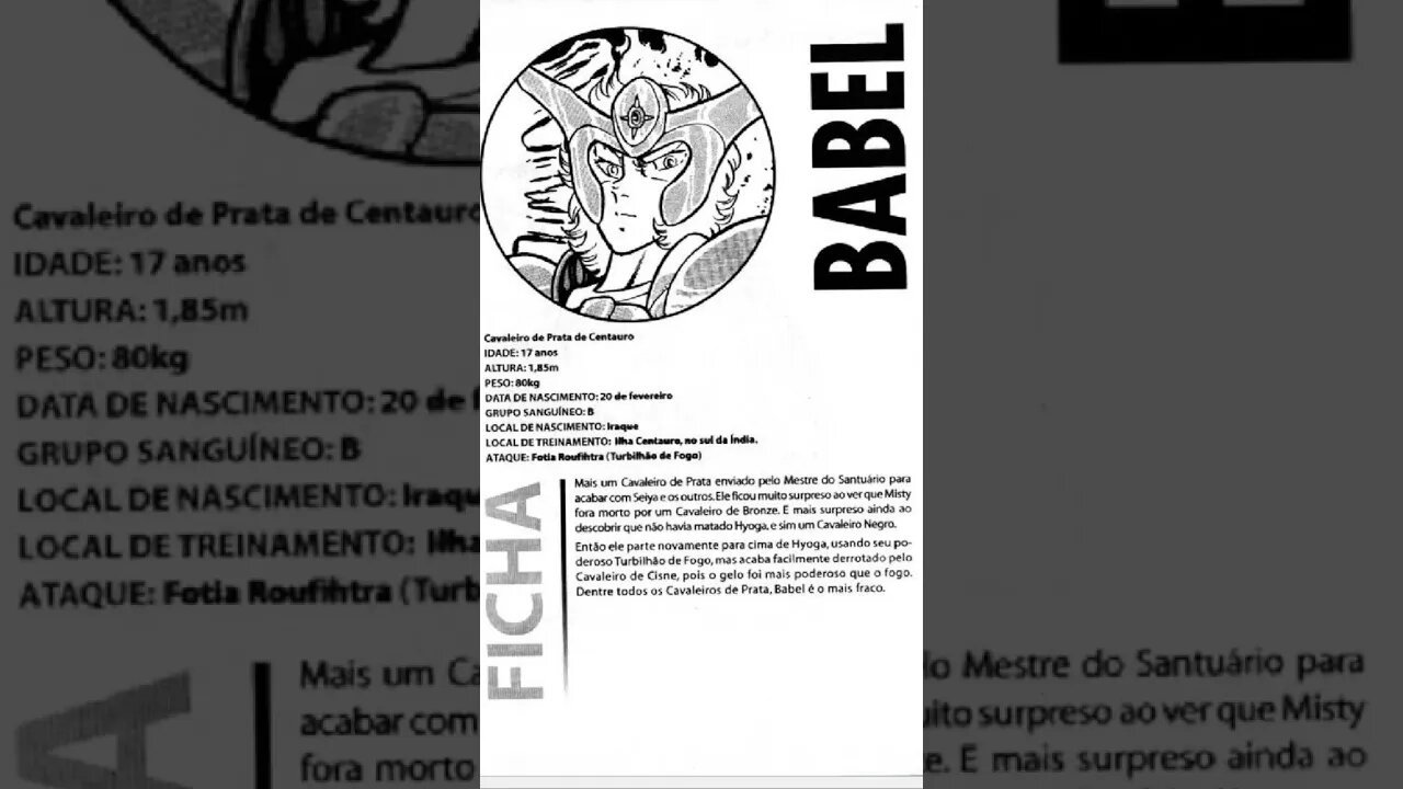 Os Cavaleiros Do Zodíaco - Babel Ficha [Pause o Vídeo Caso Não Consiga Ler]